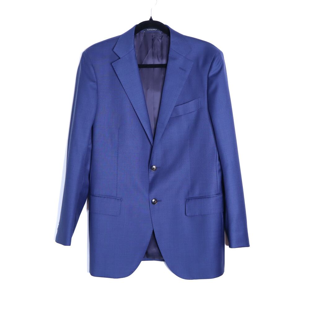 SUITSUPPLY Lazio Slim Sport Coat Mid Blue Wool Single Breasted Men's 50/US 40